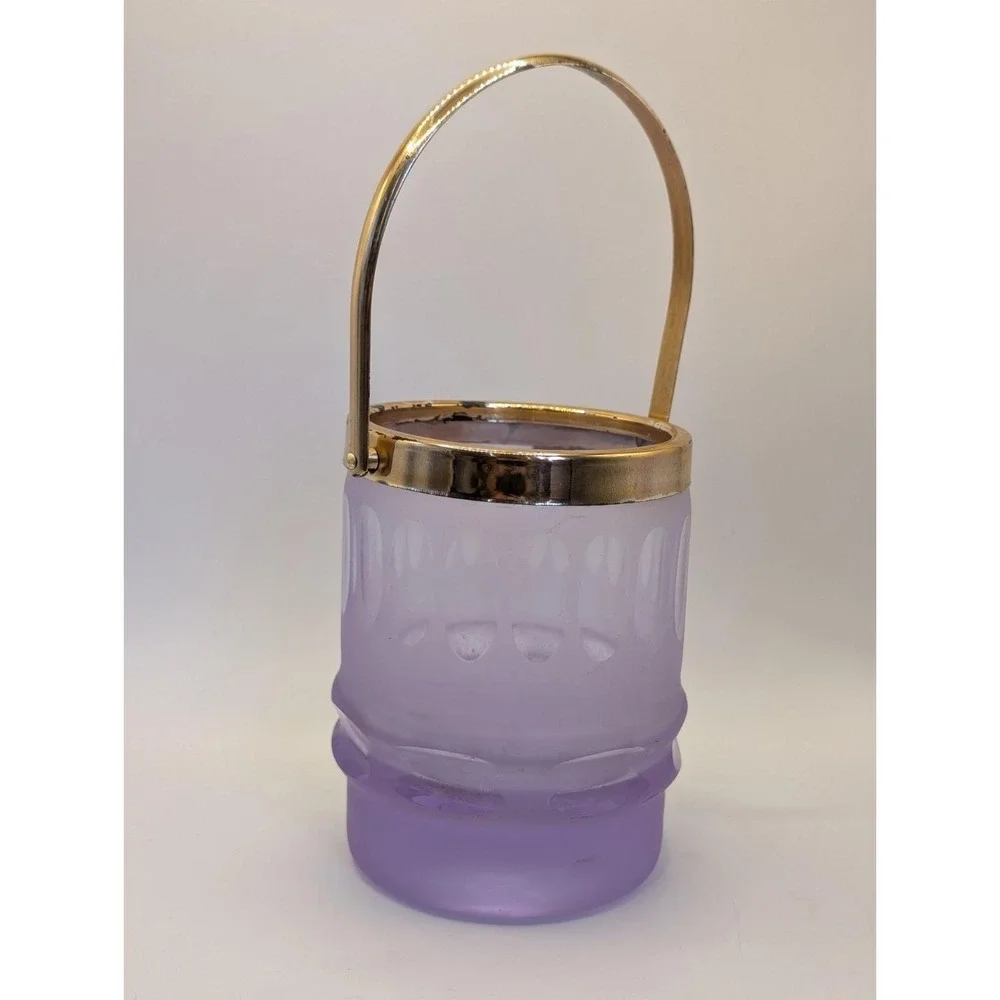 Vintage‎ Neodymium Alexandrite Glass Ice Bucket and 3 Tumbler Set Color Changing